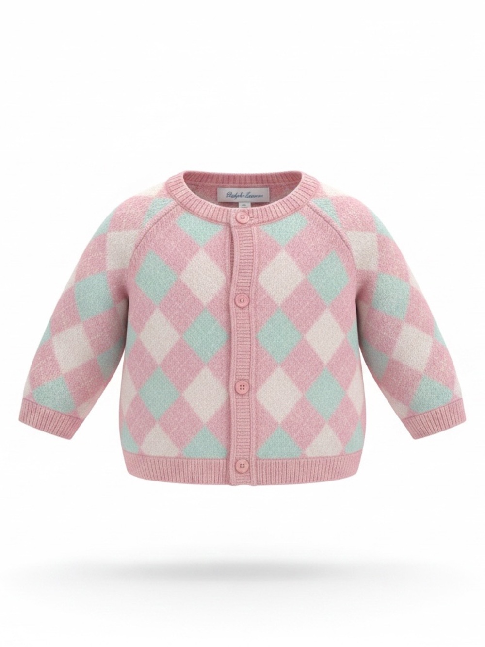 Ralph Lauren- Pink and Blue Argyle Kids Cardigan Sweater